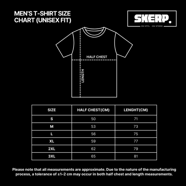 MEN'S T-SHIRT SIZE CHART (UNISEX FIT)