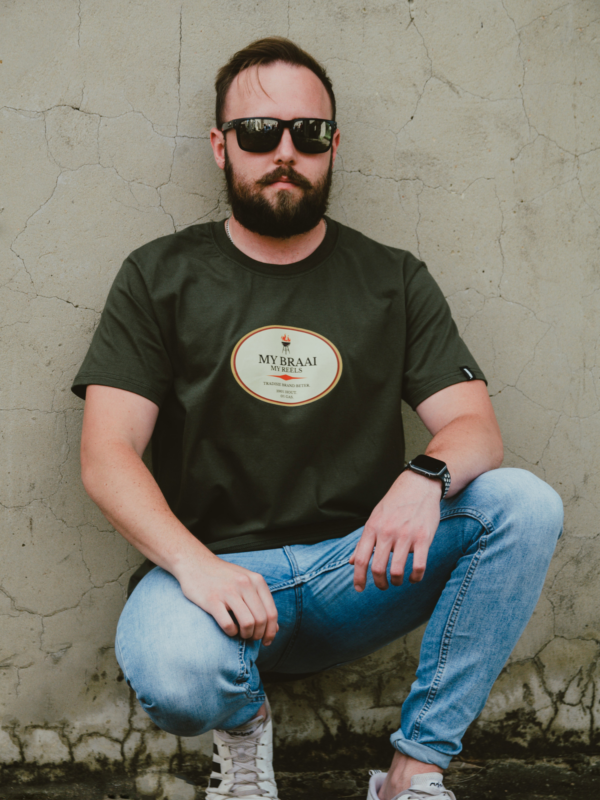 "MY BRAAI MY REELS" Unisex/Men's T-Shirt – Olive