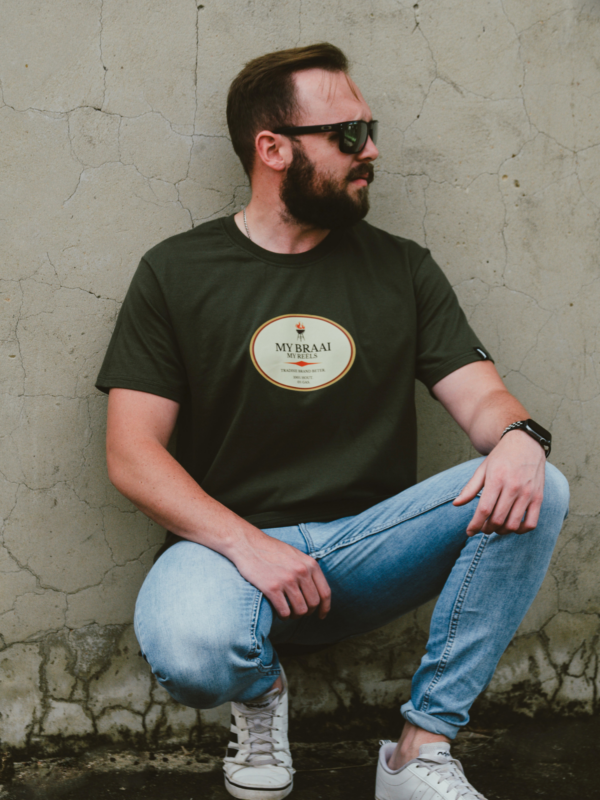 "MY BRAAI MY REELS" Unisex/Men's T-Shirt – Olive