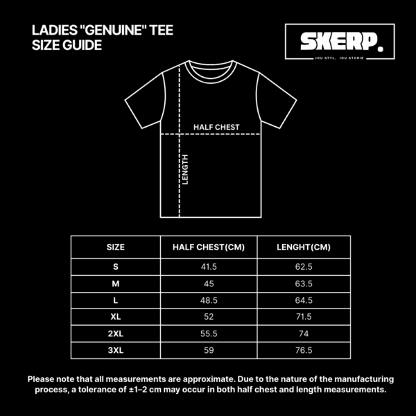 "GENUINE" Ladies T-Shirt – Dusty Aqua